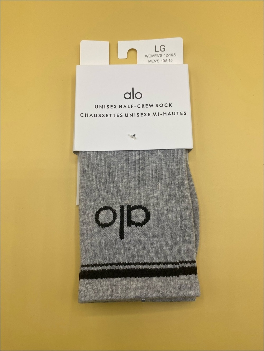 ALO Yoga Gray Half-Crew Athletic Socks with Black Logo
